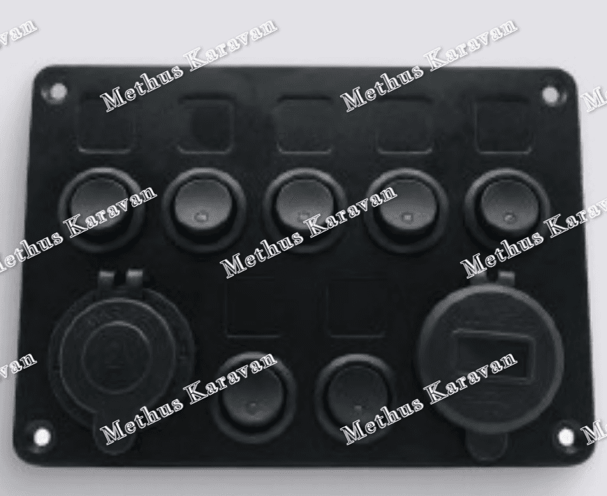 12/24V Kontrol Paneli Sigorta+7 On-Off Düğme 2 Şarj Soketi Çakmak Type-c